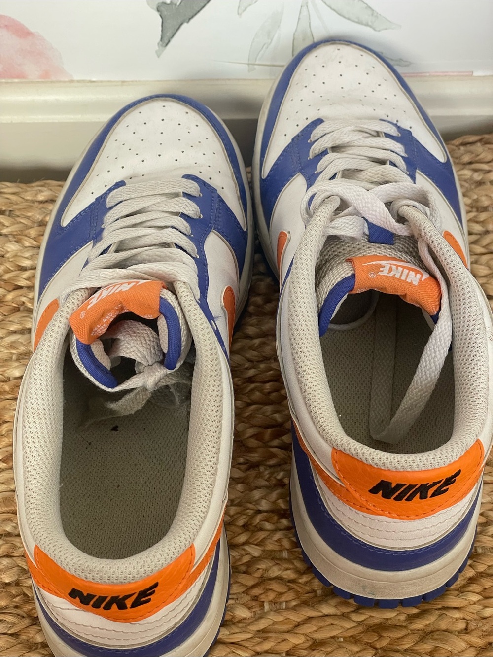 Nike Dunk Low Knicks White Blue Orange Youth Sneakers Size 7Y Streetwear Skater - Picture 9 of 9